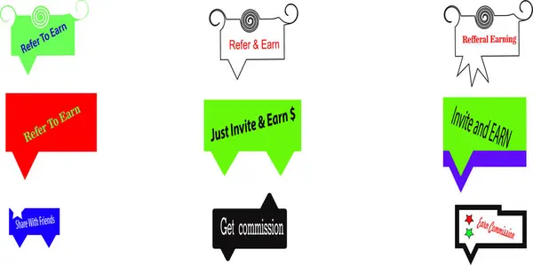 Reklam ve Çevrimiçi Programlar İçin Yardımcı Pazarlama ve Referans Kazanç Etiketleri Vektör Tasarımı