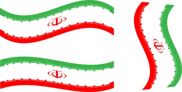 Ulusal Amblem 4K ile Soyut İran Bayrak Dalgası Yeşil Beyaz Renkler Vektörü