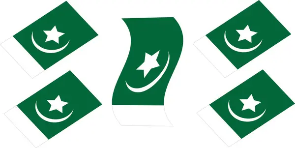 Yurtsever Grafik Tasarımı İçin Çapraz Yerleşimde Dört Katlanmış Pakistan Bayrağı