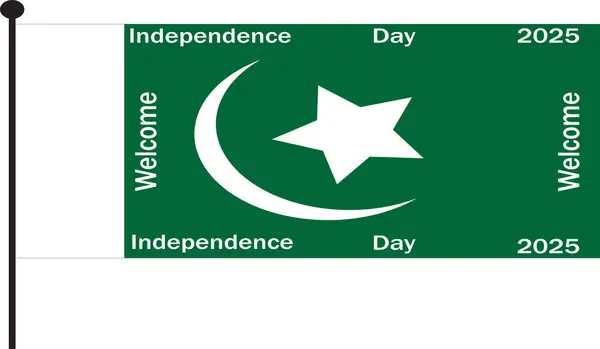 Pakistan Bayrağı ve Hoşgeldiniz Bağımsızlık Günü 2025 Metin Vektörü