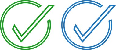 UI UX Arayüz Doğrulama Vektörü için Mavi ve Yeşil Tik Sembolleri