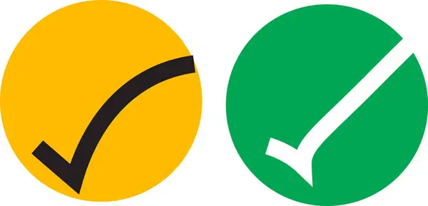 Parlak Sarı ve Yeşil Çember Tik Simgeleri Onay, Yapılacak Ögesi, Oylama Vektörü Tasarımı için Ayarlandı