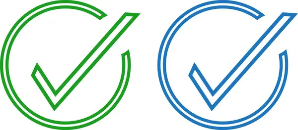 UI UX Arayüz Doğrulama Vektörü için Mavi ve Yeşil Tik Sembolleri