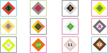 İlerleme göstergeleri ve oyun göstergeleri için rakamları ve vurguları olan düzenlenebilir elmas simgeleri vektörü