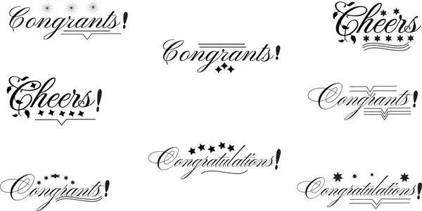 Zarif siyah el yazısı tezahüratları ve el yazısı tipografi vektör paketi kutlaması