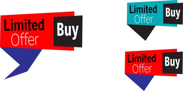 Çevrimiçi mağaza flaş satış tanıtımı için sınırlı teklif satın alma etiketi vektör tasarımı kırmızı ve mavi tarzında