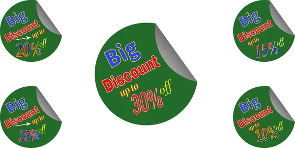 Sezonluk satış ve indirim teklifleri için belirlenmiş% 15 ve% 20 indirimli promosyon vektör rozetleri