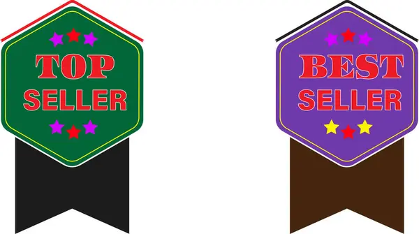 Yeşil ve mor kurdele ödüllü temiz vektör altıgenli en iyi satan rozet tasarımı ecommerce bestseller etiketi için mükemmel