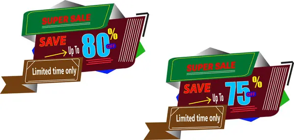 Ürün reklamları için% 80 tasarruf etiketi ile süper satış yeşil ve kahverengi indirim etiketi