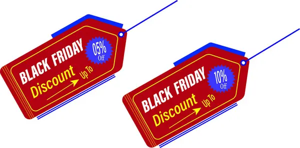 Kırmızı ve mavi siyah cuma indirimli etiket vektörü asma etiketli ve rozetsiz yüzde