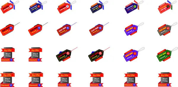 Pazarlama ve ürün tanıtım grafikleri için yaratıcı indirimli kurdele bayrağı ve özel teklif etiketi vektör koleksiyonu