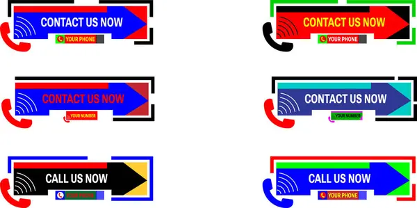 İş iletişimi ve destek servisi için telefon simgeleri içeren ok tuşları vektör koleksiyonu ile bizimle irtibata geçin