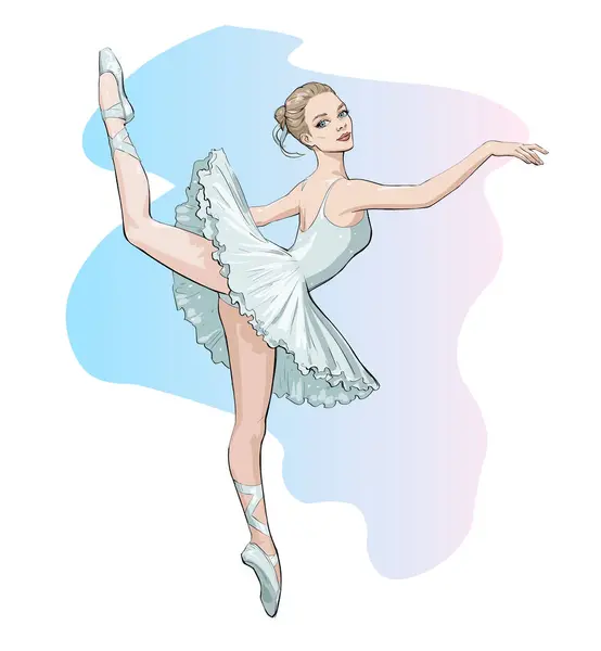 Портрет Балерины Балете Представляет Собой Векторную Иллюстрацию Классического Танца — стоковый вектор