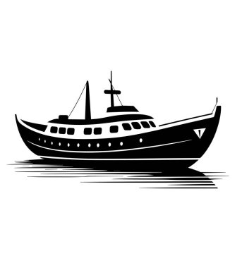 Vektör biçiminde beyaz arkaplan üzerinde bir deniz teknesinin silueti