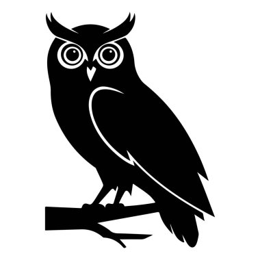 Owl silhouette icon vector on transparent background clipart