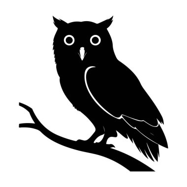 Owl silhouette icon vector on transparent background clipart