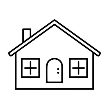  Simple Line Drawing of a Home vector on white background clipart