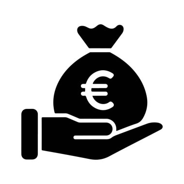 Hand Holding a Bag of Euros, Representing Financial Prosperity vector art clipart