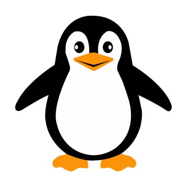 simple, cartoon illustration of a penguin with a happy expression vector on white background  clipart