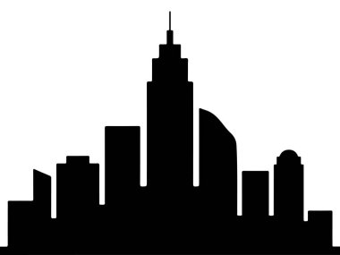  Silhouette of a modern city skyline vector on white  background clipart