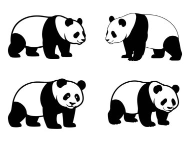 Panda Silhouette vector art on white background  clipart