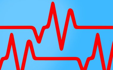 Red Heartbeat Line Graphic on a Light Blue Background clipart