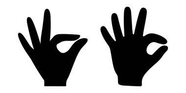 hands display the OK sign in a simple silhouette design clipart