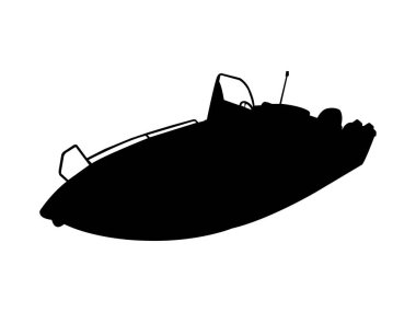 Motorboat silhouette vector art on white background clipart