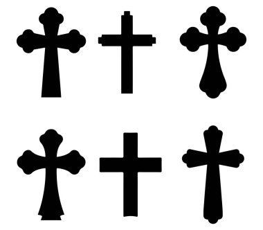 Simple cross icon, Christian cross symbol vector on white background clipart