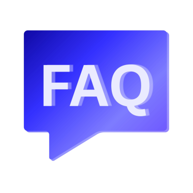 3D FAQ speech bubble with bold white text