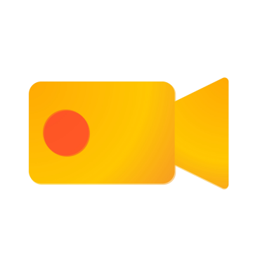 3D yellow video camera icon with red recording indicator
