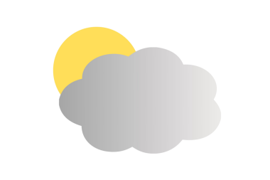 Partly cloudy weather icon with sun behind the gray clouds