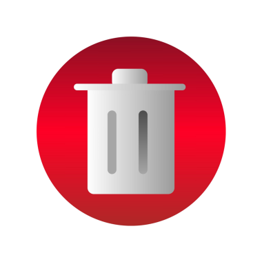 A 3d style delete button with glossy red in circle shape