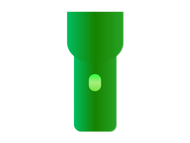3d style green flashlight icon with gradient effect, torch icon