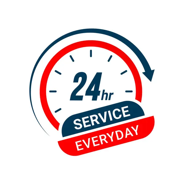 stock vector vector 24 hours service everyday red and blue label 