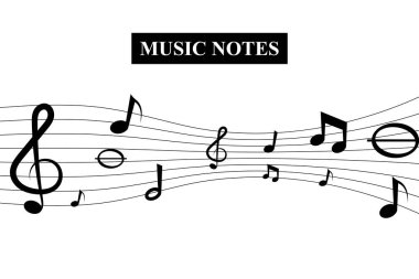 vektör müzik notaları ve kelebekler