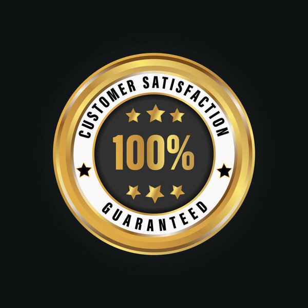 Customer satisfaction guarantee vector icon design golden color