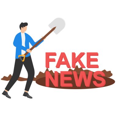 Stop fake news and misinformation spreading on internet and media concept, clipart