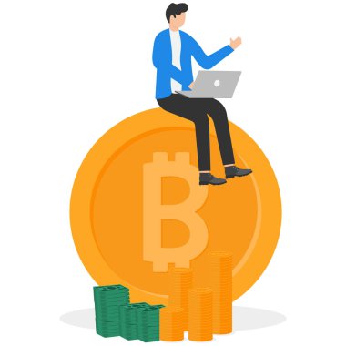 Başarılı kripto para yatırımı, doğru spekülasyonlara sahip profesyonel bitcoin tüccarı, alternatif finansal varlık kavramlarından çok para kazanıyor. İşadamı bitcoin ticaretinden kar elde ediyor