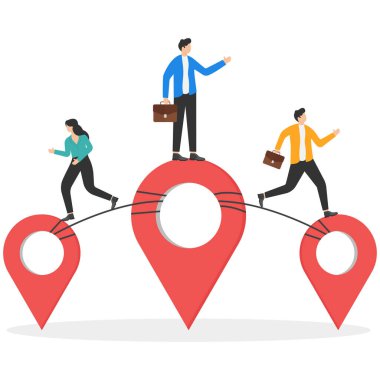 Ticari genişleme, şirket şubelerini kar artırmak veya müşteri konseptini karşılamak için yeni yerlere dağıtmak. İşadamı girişimciler çalışanları yeni şubelere gönderdi..