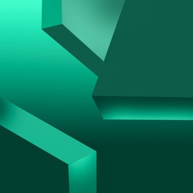 Tasarım projelerinizi bu büyüleyici geometrik soyut arkaplanla yükseltin. Temiz, keskin kenarları ve yeşil tonların dinamik bir gradyanı olan bu sanat eseri sunumlar, web siteleri, posterler veya markalaşma materyallerinde kullanmak için mükemmeldir.. 