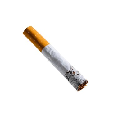 Beyaz arka planda yüzen bir sigara çubuğu. Dekorasyon olarak kullanılabilir.