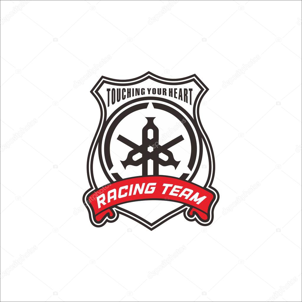 The logo element says touching your heart, racing team. It can be used as a graphic design, sticker