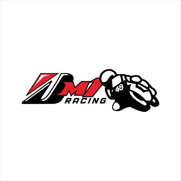Üzerinde DM1 Racing yazan bir motosiklet yarışçısı tasviri. Grafik tasarımı için uygun