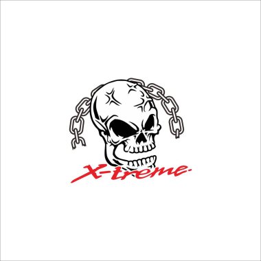 Xtreme writing decorated with skulls. Can be used as a graphic design clipart