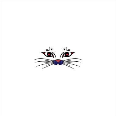 Cute cat face concept facing forward with white background. Can be used as graphic design clipart