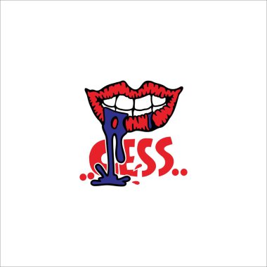 Illustration of a mouth dripping saliva with the word cess. Can be used as a graphic design clipart