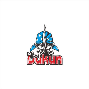 Sundanlı bir yüz ve üzerinde Mbah Dukun yazan bir kujang kılıcı tasviri. Bu grafik tasarımı olarak kullanılabilir