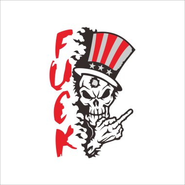 Illustration of skull and saying fuck. This can be used as graphic design