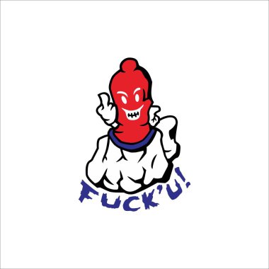Illustration of a hand raising its middle finger with the words fuck u written on it. Can be used as a graphic design